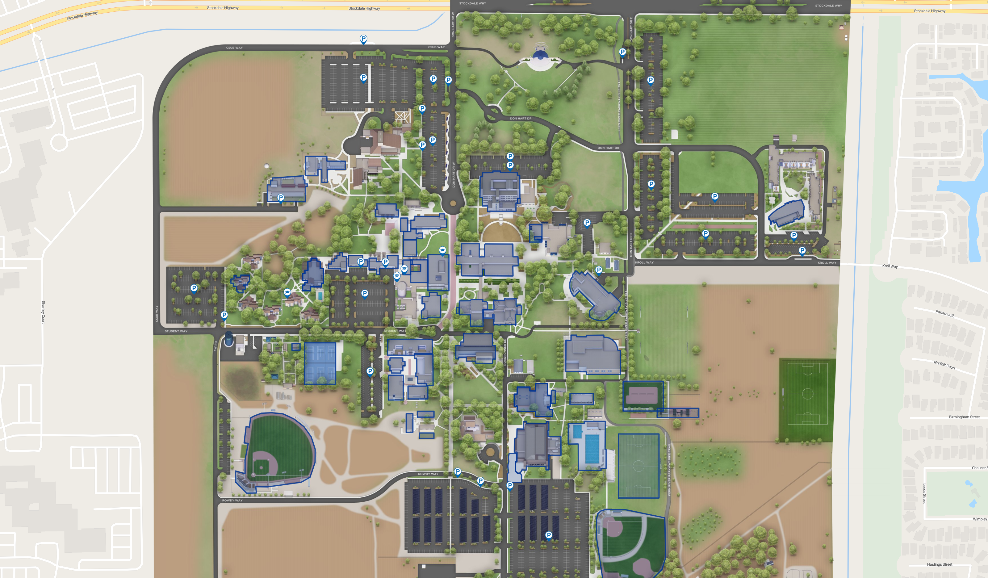 CSUB campus parking map for Hack the Valley attendees